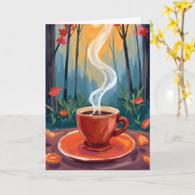 Kaffeetasse Wasserfarbenmalerei Karte (Gelbe Blume)