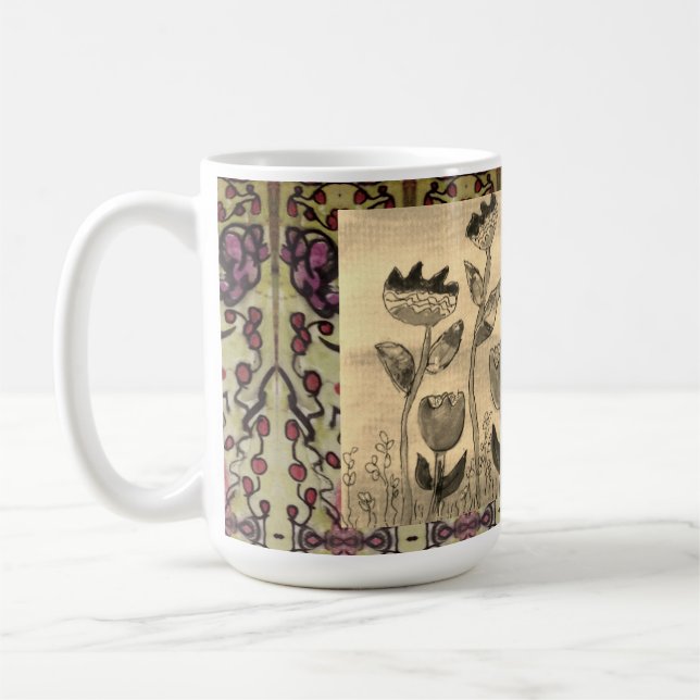 Kaffeetasse - Wellige Blumen (Links)