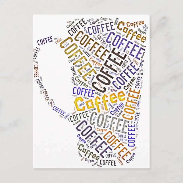 Kaffeetasse Wortkunst Postkarte (Vorderseite)