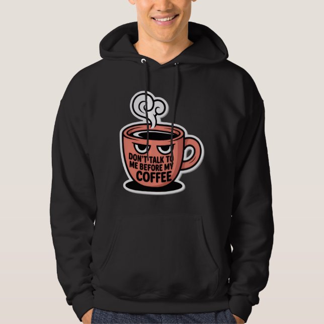 Kaffeetasse, zorniger Gesichtsausdruck, Hoodie (Vorderseite)
