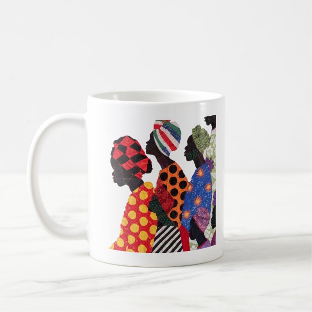 Kaffeetasse zum Feiern der Kunst weiblicher Quilte (Links)
