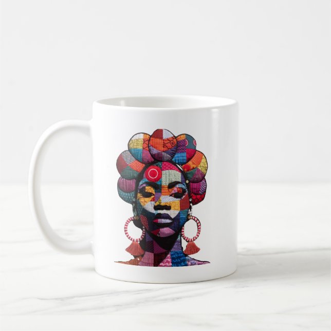 Kaffeetasse zum Feiern der Kunst weiblicher Quilte (Links)