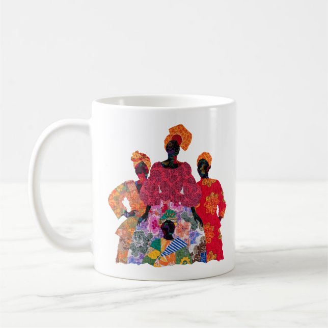 Kaffeetasse zum Feiern der Kunst weiblicher Quilte (Links)