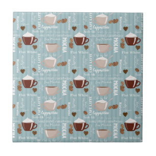 Kaffeetassen Blaue Vertikale Linien Koffeinkörner Fliese