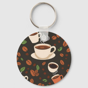 Kaffeetassen-Bohnen-Morgen-Muster Schlüsselanhänger