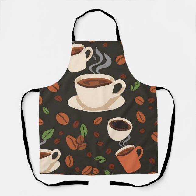 Kaffeetassen-Bohnen-Morgen-Muster Schürze (Vorderseite)