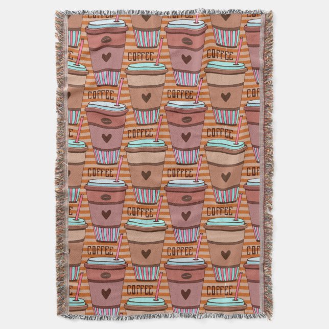 Kaffeetassen, Bohnen und Herzen Decke (Vorderseite Vertikal)
