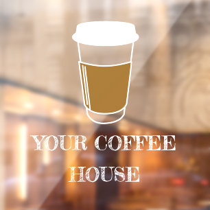 Kaffeetassen-Illustration Etch Kaffeegeschäft Fensteraufkleber