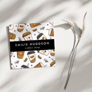 Kaffeetassen, Kaffeebohnen, Barista, Coffee Shop Quadratische Visitenkarte