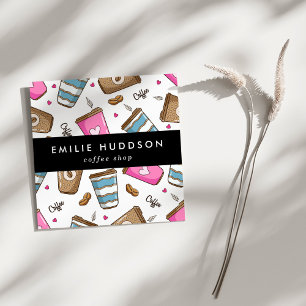 Kaffeetassen, Kaffeebohnen, Barista, Coffee Shop Quadratische Visitenkarte