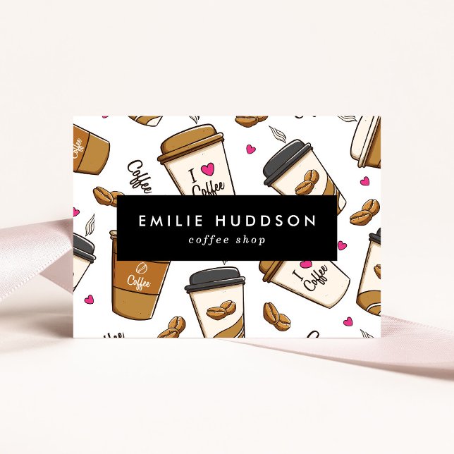 Kaffeetassen, Kaffeebohnen, Barista, Coffee Shop Visitenkarte (Von Creator hochgeladen)