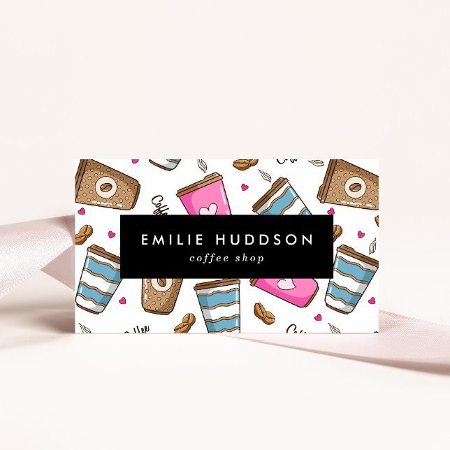 Kaffeetassen, Kaffeebohnen, Barista, Coffee Shop Visitenkarte (Von Creator hochgeladen)