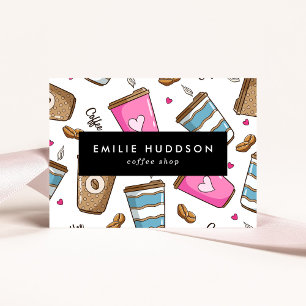 Kaffeetassen, Kaffeebohnen, Barista, Coffee Shop Visitenkarte