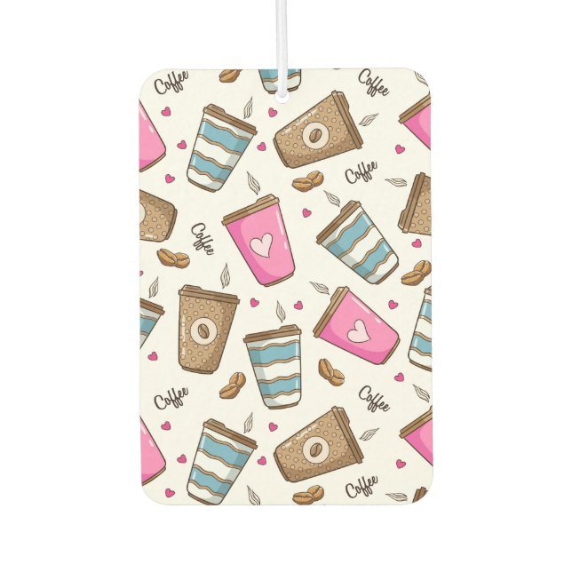 Kaffeetassen, Kaffeebohnen, Herz, Kaffee Lover Autolufterfrischer (Vorderseite)