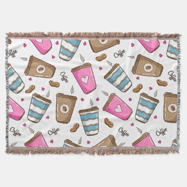 Kaffeetassen, Kaffeebohnen, Herz, Kaffee Lover Decke (Vorderseite)