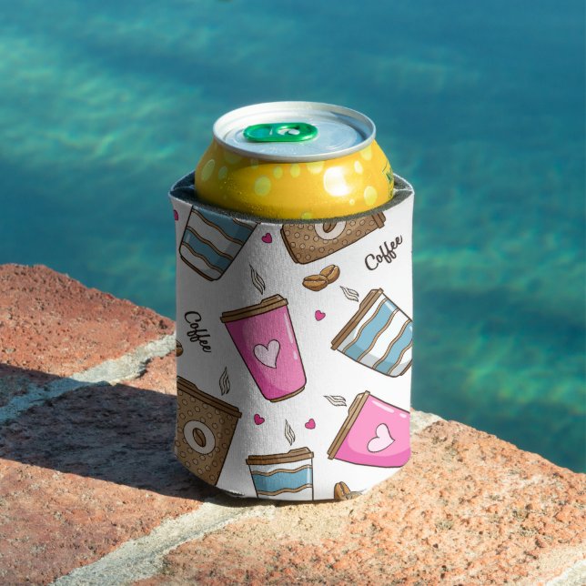 Kaffeetassen, Kaffeebohnen, Herz, Kaffee Lover Dosenkühler (In Situ Pool)