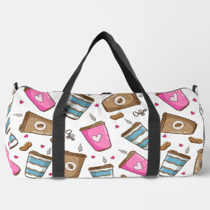 Kaffeetassen, Kaffeebohnen, Herz, Kaffee Lover Duffle Bag