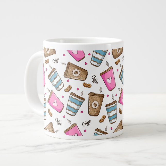 Kaffeetassen, Kaffeebohnen, Herz, Kaffee Lover Jumbo-Tasse (Vorderseite Links)