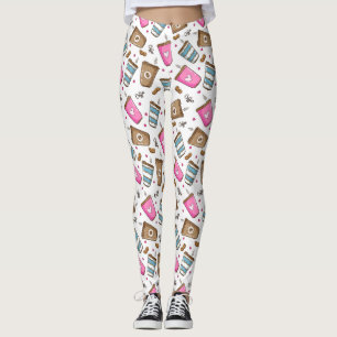 Kaffeetassen, Kaffeebohnen, Herz, Kaffee Lover Leggings
