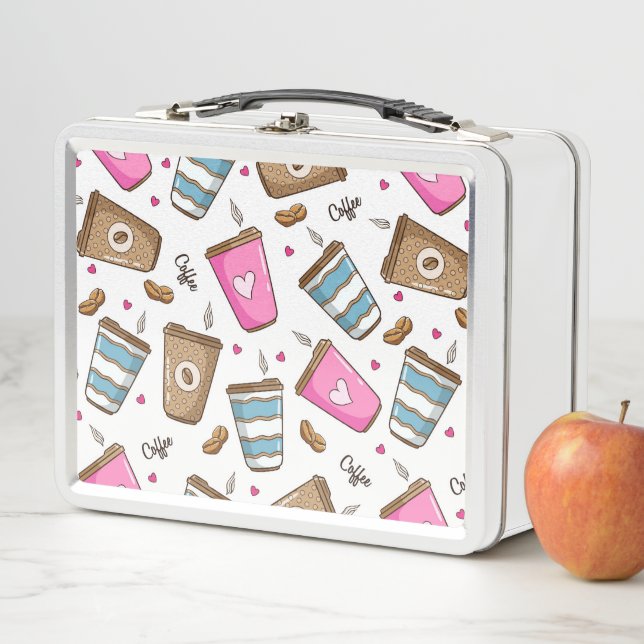 Kaffeetassen, Kaffeebohnen, Herz, Kaffee Lover Metall Brotdose (Beispiel)