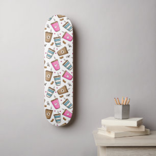 Kaffeetassen, Kaffeebohnen, Herz, Kaffee Lover Skateboard