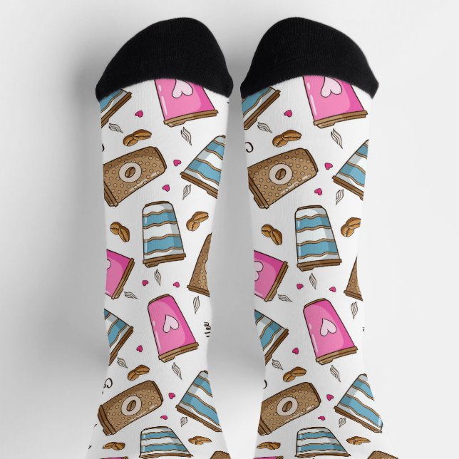 Kaffeetassen, Kaffeebohnen, Herz, Kaffee Lover Socken (Oben)