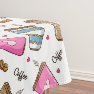 Kaffeetassen, Kaffeebohnen, Herz, Kaffee Lover Tischdecke