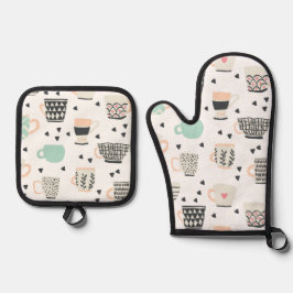 Kaffeetassen Ofenhandschuh & Topflappen-Set