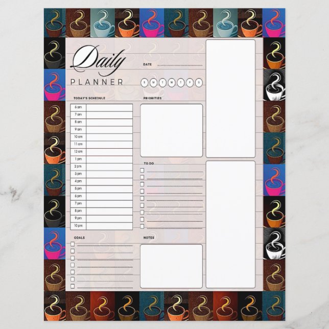 Kaffeetassen Tagesplaner (Vorderseite)