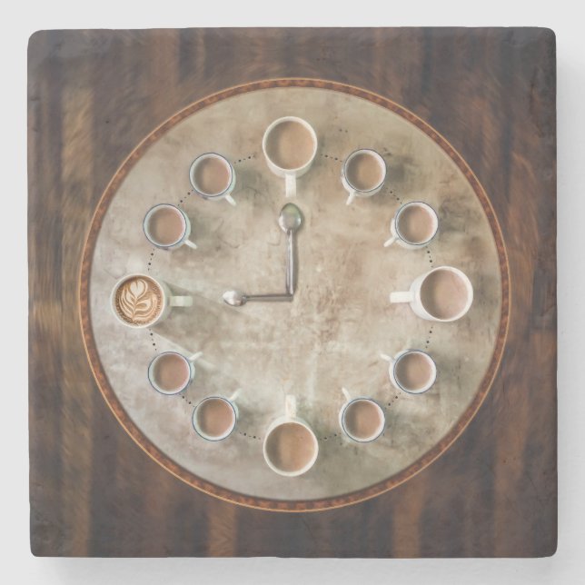 Kaffeetassen-Uhr Steinuntersetzer (Vorderseite)
