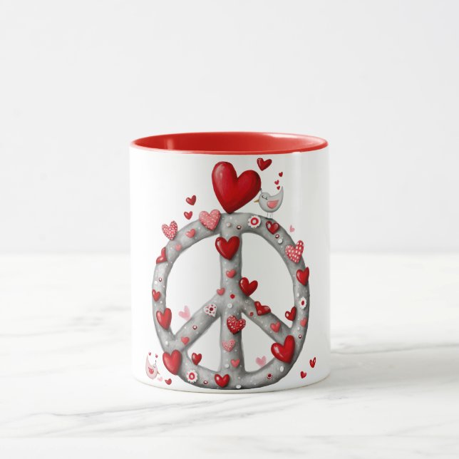 Kaffeetassendesign des Friedenszeichens mit Herzen Tasse (Zentrum)