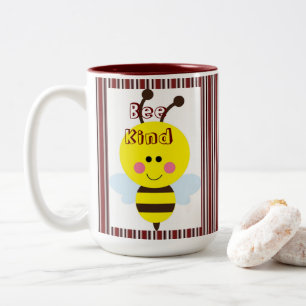 Kaffeetee-Tasse, Burgunder Stripe Bee Kind Hummel Zweifarbige Tasse