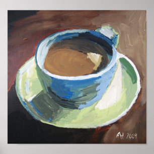 Kaffeeteller. Grün. Leinwanddruck Poster