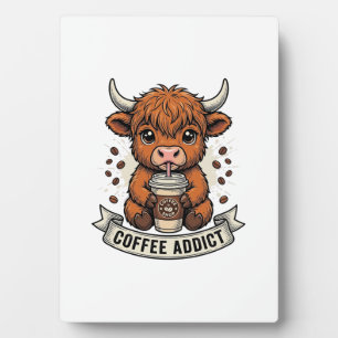 Kaffeetoter süße Highland-Kuh Vintage-Gravur Fotoplatte