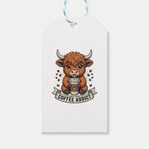 Kaffeetoter Süße Highland-Kuh Vintage-Gravur Geschenkanhänger