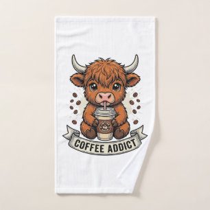 Kaffeetoter süße Highland-Kuh Vintage-Gravur Handtuch