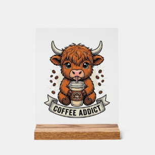 Kaffeetoter süße Highland-Kuh Vintage-Stich Acrylschild