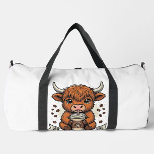 Kaffeetoter süße Highland-Kuh Vintage-Stich Duffle Bag