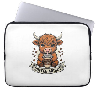 Kaffeetoter süße Highland-Kuh Vintage-Stich Laptopschutzhülle