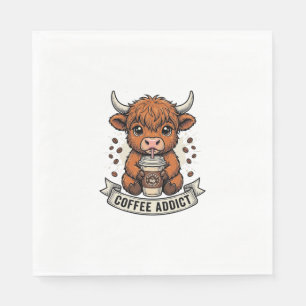 Kaffeetoter süße Highland-Kuh Vintage-Stich Serviette