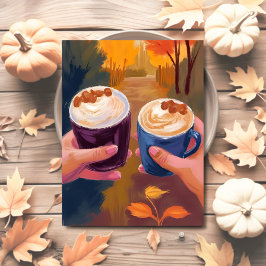Kaffeetreff Herbstlaub Herbst Aquarellkarte