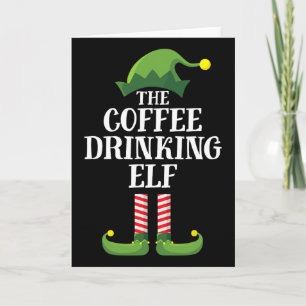 Kaffeetrinken Elf Matching Family Group Christma Karte