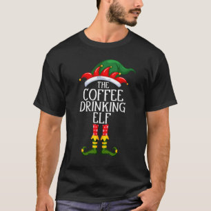 Kaffeetrinken Elf Matching Family Group Christma T-Shirt