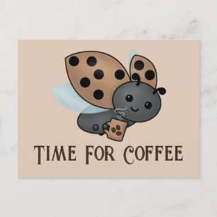 Kaffeetrinken Ladybug Postkarte