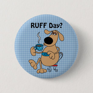 Kaffeetrinkender Hund Knopf Button