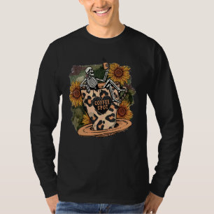 Kaffeetrinkendes Skelett Faules DIY-Halloween-Kost T-Shirt