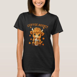 Kaffeetüchtler Niedliche Highland-Kuh Lustig Kaffe T-Shirt
