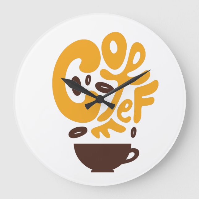 Kaffeetypografie für Kaffeeliebhaber Große Wanduhr (Vorderseite)