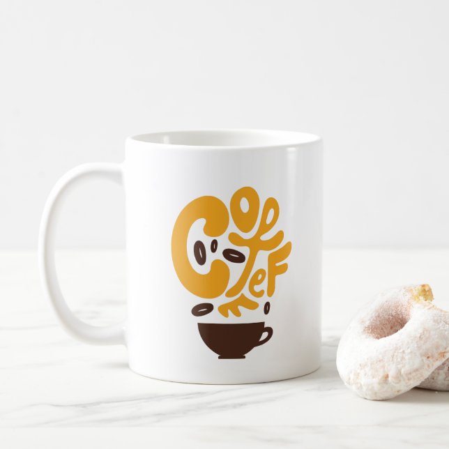 Kaffeetyppografie Kaffeetasse (Mit Donut)