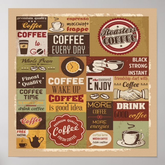 Kaffeetyppografie Poster (Vorne)